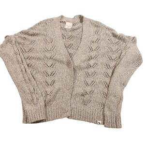 Abercrombie Kids Sweater Girls 11/12 Gray Button Cardigan Pointelle Knit V Neck
